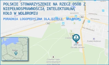 PORADNIA LOGOPEDYCZNA DLA DZIECI - POLSKIE STOWARZYSZENIE NA RZECZ OSÓB Z NIEPEŁNOSPRAWNOŚCIĄ INTELEKTUALNĄ KOŁO W WOLBROMIU - UL. SKALSKA 22,  WOLBROM
