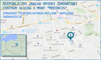 PORADNIA OTORYNOLARYNGOLOGICZNA - NIEPUBLICZNY ZAKŁAD OPIEKI ZDROWOTNEJ CENTRUM SŁUCHU I MOWY "MEDINCUS" - MIKOŁAJA KOPERNIKA 5/LU4B I LU5,  WARSZAWA ŚRÓDMIEŚCIE