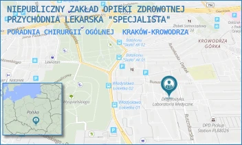 PORADNIA CHIRURGII OGÓLNEJ - NIEPUBLICZNY ZAKŁAD OPIEKI ZDROWOTNEJ PRZYCHODNIA LEKARSKA "SPECJALISTA" - UL. RUSZNIKARSKA 17,  KRAKÓW-KROWODRZA