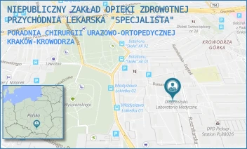 PORADNIA CHIRURGII URAZOWO-ORTOPEDYCZNEJ - NIEPUBLICZNY ZAKŁAD OPIEKI ZDROWOTNEJ PRZYCHODNIA LEKARSKA "SPECJALISTA" - UL. RUSZNIKARSKA 17,  KRAKÓW-KROWODRZA