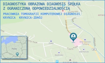PRACOWNIA TOMOGRAFII KOMPUTEROWEJ DIAGNOSIS KRYNICA - DIAGNOSTYKA OBRAZOWA DIAGNOSIS SPÓŁKA Z OGRANICZONĄ ODPOWIEDZIALNOŚCIĄ - UL. JÓZEFA IGNACEGO KRASZEWSKIEGO 142,  KRYNICA-ZDRÓJ