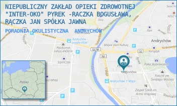 PORADNIA OKULISTYCZNA - NIEPUBLICZNY ZAKŁAD OPIEKI ZDROWOTNEJ "INTER-OKO" PYREK -RACZKA BOGUSŁAWA, RĄCZKA JAN SPÓŁKA JAWNA - UL. PL.MICKIEWICZA 3,  ANDRYCHÓW