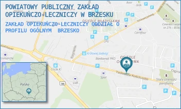 ZAKŁAD OPIEKUŃCZO-LECZNICZY ODDZIAŁ O PROFILU OGÓLNYM - POWIATOWY PUBLICZNY ZAKŁAD OPIEKUŃCZO-LECZNICZY W BRZESKU - UL. TADEUSZA KOŚCIUSZKI 33,  BRZESKO