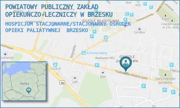 HOSPICJUM STACJONARNE/STACJONARNY OŚRODEK OPIEKI PALIATYWNEJ - POWIATOWY PUBLICZNY ZAKŁAD OPIEKUŃCZO-LECZNICZY W BRZESKU - UL. TADEUSZA KOŚCIUSZKI 33,  BRZESKO