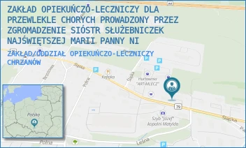 ZAKŁAD/ODDZIAŁ OPIEKUŃCZO-LECZNICZY - ZAKŁAD OPIEKUŃCZO-LECZNICZY DLA PRZEWLEKLE CHORYCH PROWADZONY PRZEZ ZGROMADZENIE SIÓSTR SŁUŻEBNICZEK NAJŚWIĘTSZEJ MARII PANNY NI - UL. ŚLĄSKA 62A,  CHRZANÓW