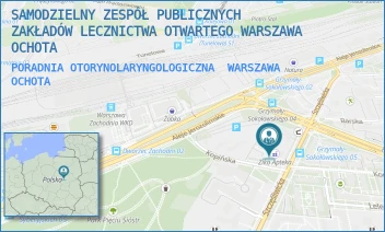 PORADNIA OTORYNOLARYNGOLOGICZNA - SAMODZIELNY ZESPÓŁ PUBLICZNYCH ZAKŁADÓW LECZNICTWA OTWARTEGO WARSZAWA OCHOTA - SZCZĘŚLIWICKA 36,  WARSZAWA OCHOTA