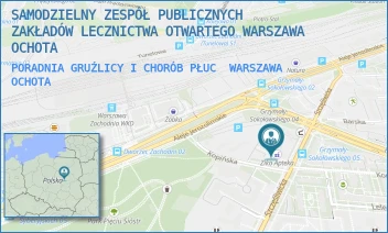 PORADNIA GRUŹLICY I CHORÓB PŁUC - SAMODZIELNY ZESPÓŁ PUBLICZNYCH ZAKŁADÓW LECZNICTWA OTWARTEGO WARSZAWA OCHOTA - SZCZĘŚLIWICKA 36,  WARSZAWA OCHOTA