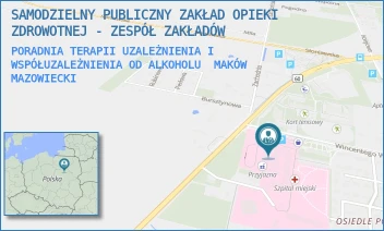 PORADNIA TERAPII UZALEŻNIENIA I WSPÓŁUZALEŻNIENIA OD ALKOHOLU - SAMODZIELNY PUBLICZNY ZAKŁAD OPIEKI ZDROWOTNEJ - ZESPÓŁ ZAKŁADÓW - WITOSA 2,  MAKÓW MAZOWIECKI