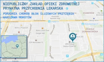 PORADNIA CHORÓB BŁON ŚLUZOWYCH PRZYZĘBIA - NIEPUBLICZNY ZAKŁAD OPIEKI ZDROWOTNEJ PRYWATNA PRZYCHODNIA LEKARSKA - STEFANA BRYŁY 6,  WARSZAWA MOKOTÓW