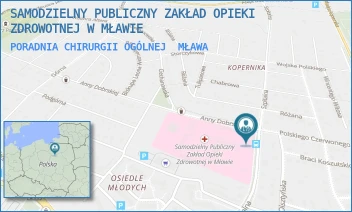 PORADNIA CHIRURGII OGÓLNEJ - SAMODZIELNY PUBLICZNY ZAKŁAD OPIEKI ZDROWOTNEJ W MŁAWIE - ANNY DOBRSKIEJ 1,  MŁAWA
