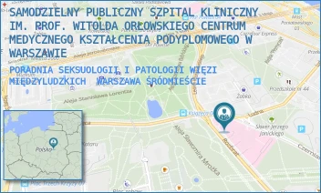 PORADNIA SEKSUOLOGII I PATOLOGII WIĘZI MIĘDZYLUDZKICH - SAMODZIELNY PUBLICZNY SZPITAL KLINICZNY IM. PROF. WITOLDA ORŁOWSKIEGO CENTRUM MEDYCZNEGO KSZTAŁCENIA PODYPLOMOWEGO W WARSZAWIE - CZERNIAKOWSKA 231,  WARSZAWA ŚRÓDMIEŚCIE