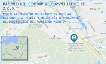 PSYCHIATRYCZNY REHABILITACYJNY ODDZIAŁ DZIENNY DLA DZIECI I MŁODZIEŻY W WARSZAWIE UL.SOBIESKIEGO 93 - MAZOWIECKIE CENTRUM NEUROPSYCHIATRII SP. Z O.O. - JANA III SOBIESKIEGO 93,  WARSZAWA MOKOTÓW