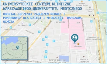 ODDZIAŁ LECZENIA ZABURZEŃ NERWIC I POKREWNYCH DLA DZIECI I MŁODZIEŻY - UNIWERSYTECKIE CENTRUM KLINICZNE WARSZAWSKIEGO UNIWERSYTETU MEDYCZNEGO - ŻWIRKI I WIGURY 63A,  WARSZAWA OCHOTA
