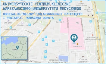 ODDZIAŁ KLINICZNY OTOLARYNGOLOGII DZIECIĘCEJ I PEDIATRII - UNIWERSYTECKIE CENTRUM KLINICZNE WARSZAWSKIEGO UNIWERSYTETU MEDYCZNEGO - ŻWIRKI I WIGURY 63A,  WARSZAWA OCHOTA