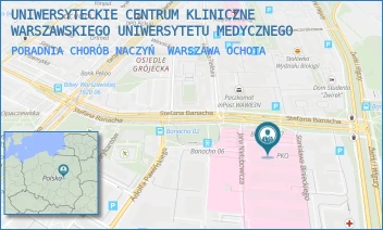PORADNIA CHORÓB NACZYŃ - UNIWERSYTECKIE CENTRUM KLINICZNE WARSZAWSKIEGO UNIWERSYTETU MEDYCZNEGO - STEFANA BANACHA 1A,  WARSZAWA OCHOTA