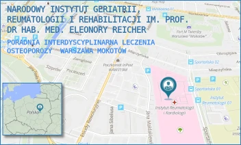 PORADNIA INTERDYSCYPLINARNA LECZENIA OSTEOPOROZY - NARODOWY INSTYTUT GERIATRII, REUMATOLOGII I REHABILITACJI IM. PROF. DR HAB. MED. ELEONORY REICHER - SPARTAŃSKA 1,  WARSZAWA MOKOTÓW