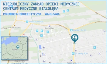 PORADNIA OKULISTYCZNA - NIEPUBLICZNY ZAKŁAD OPIEKI MEDYCZNEJ CENTRUM MEDYCZNE BIAŁOŁĘKA - SKARBKA Z GÓR 142,  WARSZAWA