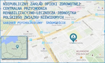 GABINET PSYCHOLOGICZNY - NIEPUBLICZNY ZAKŁAD OPIEKI ZDROWOTNEJ CENTRALNA PRZYCHODNIA REHABILITACYJNO-LECZNICZA JEDNOSTKA POLSKIEGO ZWIĄZKU NIEWIDOMYCH - KARMELICKA 26,  ŚRÓDMIEŚCIE