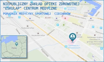 PORADNIA MEDYCYNY SPORTOWEJ - NIEPUBLICZNY ZAKŁAD OPIEKI ZDROWOTNEJ "ESKULAP" CENTRUM MEDYCZNE - NARUTOWICZA 20,  CIECHANÓW