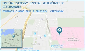 PORADNIA CHORÓB PŁUC I GRUŹLICY - SPECJALISTYCZNY SZPITAL WOJEWÓDZKI W CIECHANOWIE - POWST. WIELKOPOLSKICH 2,  CIECHANÓW