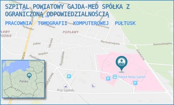 PRACOWNIA  TOMOGRAFII  KOMPUTEROWEJ - SZPITAL POWIATOWY GAJDA-MED SPÓŁKA Z OGRANICZONĄ ODPOWIEDZIALNOŚCIĄ - TEOFILA KWIATKOWSKIEGO 19,  PUŁTUSK