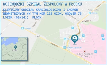 KLINICZNY ODDZIAŁ KARDIOLOGICZNY I CHORÓB WEWNĘTRZNYCH (W TYM KOM 118 OIOK, OGÓŁEM 76 ŁÓŻEK (62+14)) - WOJEWÓDZKI SZPITAL ZESPOLONY W PŁOCKU - MEDYCZNA 19,  PŁOCK