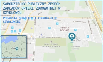 PORADNIA GRUŹLICY I CHORÓB PŁUC - SAMODZIELNY PUBLICZNY ZESPÓŁ ZAKŁADÓW OPIEKI ZDROWOTNEJ W SZYDŁOWCU - STASZICA 4,  SZYDŁOWIEC