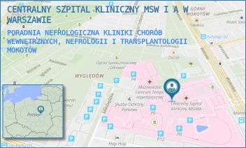 PORADNIA NEFROLOGICZNA KLINIKI CHORÓB WEWNĘTRZNYCH, NEFROLOGII I TRANSPLANTOLOGII - CENTRALNY SZPITAL KLINICZNY MSW I A W WARSZAWIE - WOŁOSKA 137,  MOKOTÓW