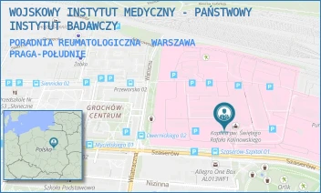 PORADNIA REUMATOLOGICZNA - WOJSKOWY INSTYTUT MEDYCZNY - PAŃSTWOWY INSTYTUT BADAWCZY - SZASERÓW 128,  WARSZAWA PRAGA-POŁUDNIE
