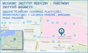 ODDZIAŁ KLINICZNY CHIRURGII PLASTYCZNEJ, REKONSTRUKCYJNEJ I LECZENIA OPARZEŃ - WOJSKOWY INSTYTUT MEDYCZNY - PAŃSTWOWY INSTYTUT BADAWCZY - SZASERÓW 128,  WARSZAWA PRAGA-POŁUDNIE