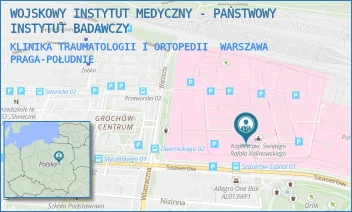 KLINIKA TRAUMATOLOGII I ORTOPEDII - WOJSKOWY INSTYTUT MEDYCZNY - PAŃSTWOWY INSTYTUT BADAWCZY - SZASERÓW 128,  WARSZAWA PRAGA-POŁUDNIE