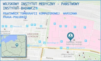 PRACOWNIA TOMOGRAFII KOMPUTEROWEJ - WOJSKOWY INSTYTUT MEDYCZNY - PAŃSTWOWY INSTYTUT BADAWCZY - SZASERÓW 128,  WARSZAWA PRAGA-POŁUDNIE