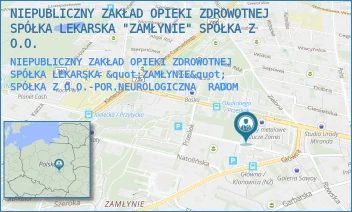 NIEPUBLICZNY ZAKŁAD OPIEKI ZDROWOTNEJ SPÓŁKA LEKARSKA "ZAMŁYNIE" SPÓŁKA Z O.O.-POR.NEUROLOGICZNA - NIEPUBLICZNY ZAKŁAD OPIEKI ZDROWOTNEJ SPÓŁKA LEKARSKA "ZAMŁYNIE" SPÓŁKA Z O.O. - KLONOWICA 10/12,  RADOM