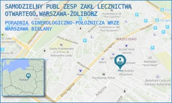PORADNIA GINEKOLOGICZNO-POŁOŻNICZA WRZE - SAMODZIELNY PUBL ZESP ZAKŁ LECZNICTWA OTWARTEGO WARSZAWA-ŻOLIBORZ - WRZECIONO 10 C,  WARSZAWA BIELANY
