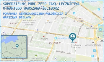 PORADNIA GINEKOLOGICZNO-POŁOŻNICZA Ż - SAMODZIELNY PUBL ZESP ZAKŁ LECZNICTWA OTWARTEGO WARSZAWA-ŻOLIBORZ - ŻEROMSKIEGO 13,  WARSZAWA BIELANY