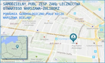 PORADNIA GINEKOLOGICZNO-POŁONICZA  - SAMODZIELNY PUBL ZESP ZAKŁ LECZNICTWA OTWARTEGO WARSZAWA-ŻOLIBORZ - EROMSKIEGO 13,  WARSZAWA BIELANY