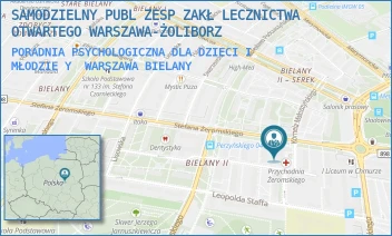 PORADNIA PSYCHOLOGICZNA DLA DZIECI I MŁODZIEY - SAMODZIELNY PUBL ZESP ZAKŁ LECZNICTWA OTWARTEGO WARSZAWA-ŻOLIBORZ - EROMSKIEGO 13,  WARSZAWA BIELANY