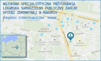 PORADNIA STOMATOLOGICZNA - WOJSKOWA SPECJALISTYCZNA PRZYCHODNIA LEKARSKA SAMODZIELNY PUBLICZNY ZAKŁAD OPIEKI ZDROWOTNEJ W RADOMIU - CHROBREGO 48,  RADOM