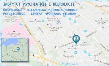 URSYNOWSKO - WILANOWSKA PORADNIA ZDROWIA PSYCHICZNEGO - LENTZA - INSTYTUT PSYCHIATRII I NEUROLOGII - STANISŁAWA LENTZA 35A,  WARSZAWA WILANÓW