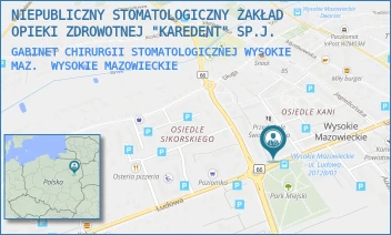 GABINET CHIRURGII STOMATOLOGICZNEJ WYSOKIE MAZ. - NIEPUBLICZNY STOMATOLOGICZNY ZAKŁAD OPIEKI ZDROWOTNEJ "KAREDENT" SP.J. - LUDOWA 54,  WYSOKIE MAZOWIECKIE