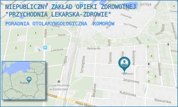 PORADNIA OTOLARYNGOLOGICZNA - NIEPUBLICZNY ZAKŁAD OPIEKI ZDROWOTNEJ "PRZYCHODNIA LEKARSKA-ZDROWIE" - TURKUSOWA 5,  KOMORÓW