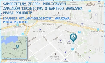 PORADNIA OTOLARYNGOLOGICZNA - SAMODZIELNY ZESPÓŁ PUBLICZNYCH ZAKŁADÓW LECZNICTWA OTWARTEGO WARSZAWA PRAGA POŁUDNIE - OSTROŁĘCKA 4,  WARSZAWA PRAGA-POŁUDNIE