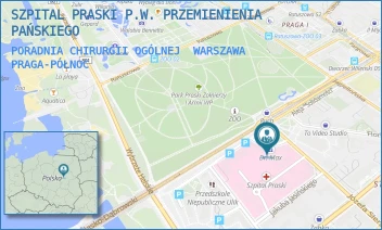 PORADNIA CHIRURGII OGÓLNEJ - SZPITAL PRASKI P.W. PRZEMIENIENIA PAŃSKIEGO - ALEJA "SOLIDARNOŚCI" 67,  WARSZAWA PRAGA-PÓŁNOC