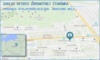 PORADNIA OTOLARYNGOLOGICZNA - ZAKŁAD OPIEKI ZDROWOTNEJ STARÓWKA - OBOZOWA 63/65,  WARSZAWA WOLA