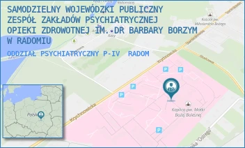 ODDZIAŁ PSYCHIATRYCZNY P-IV - SAMODZIELNY WOJEWÓDZKI PUBLICZNY ZESPÓŁ ZAKŁADÓW PSYCHIATRYCZNEJ OPIEKI ZDROWOTNEJ IM. DR BARBARY BORZYM W RADOMIU - KRYCHNOWICKA 1,  RADOM