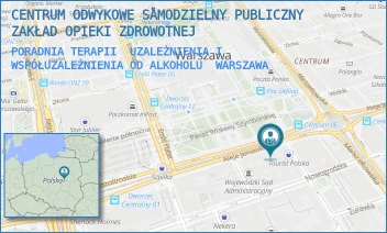 PORADNIA TERAPII  UZALEŻNIENIA I WSPÓŁUZALEŻNIENIA OD ALKOHOLU - CENTRUM ODWYKOWE SAMODZIELNY PUBLICZNY ZAKŁAD OPIEKI ZDROWOTNEJ - AL.JEROZOLIMSKIE 47/3,  WARSZAWA