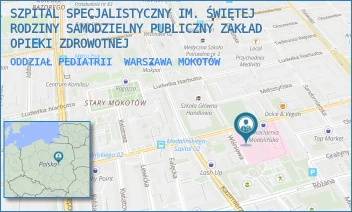 ODDZIAŁ PEDIATRII - SZPITAL SPECJALISTYCZNY IM. ŚWIĘTEJ RODZINY SAMODZIELNY PUBLICZNY ZAKŁAD OPIEKI ZDROWOTNEJ - ANTONIEGO JÓZEFA MADALIŃSKIEGO 25,  WARSZAWA MOKOTÓW
