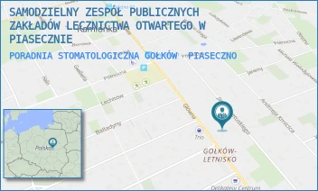 PORADNIA STOMATOLOGICZNA GOŁKÓW - SAMODZIELNY ZESPÓŁ PUBLICZNYCH ZAKŁADÓW LECZNICTWA OTWARTEGO W PIASECZNIE - SKRZETUSKIEGO 17,  PIASECZNO