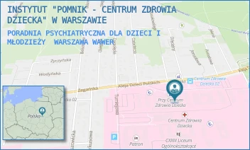 PORADNIA PSYCHIATRYCZNA DLA DZIECI I MŁODZIEŻY - INSTYTUT "POMNIK - CENTRUM ZDROWIA DZIECKA" - ALEJA DZIECI POLSKICH 20,  WARSZAWA WAWER