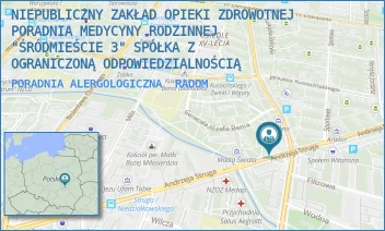 PORADNIA ALERGOLOGICZNA - NIEPUBLICZNY ZAKŁAD OPIEKI ZDROWOTNEJ  PORADNIA MEDYCYNY RODZINNEJ "ŚRÓDMIEŚCIE 3" SPÓŁKA Z OGRANICZONĄ ODPOWIEDZIALNOŚCIĄ - STRUGA 57A,  RADOM
